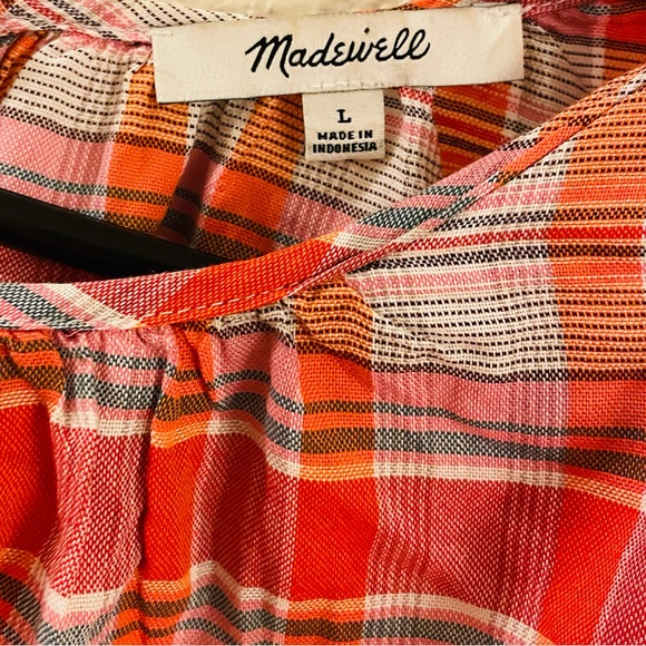 Madewell size Large, plaid cotton square shape blouse - Picture 2 of 3